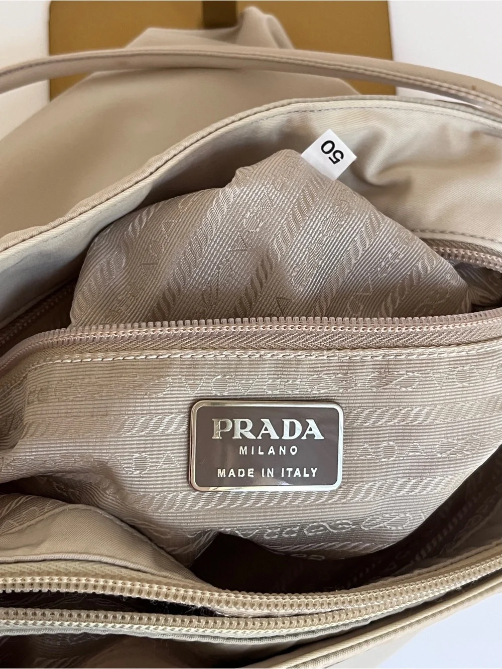Vintage Prada | Tessuto Nylon | Medium Tote Bag | Cream Beige Ivory